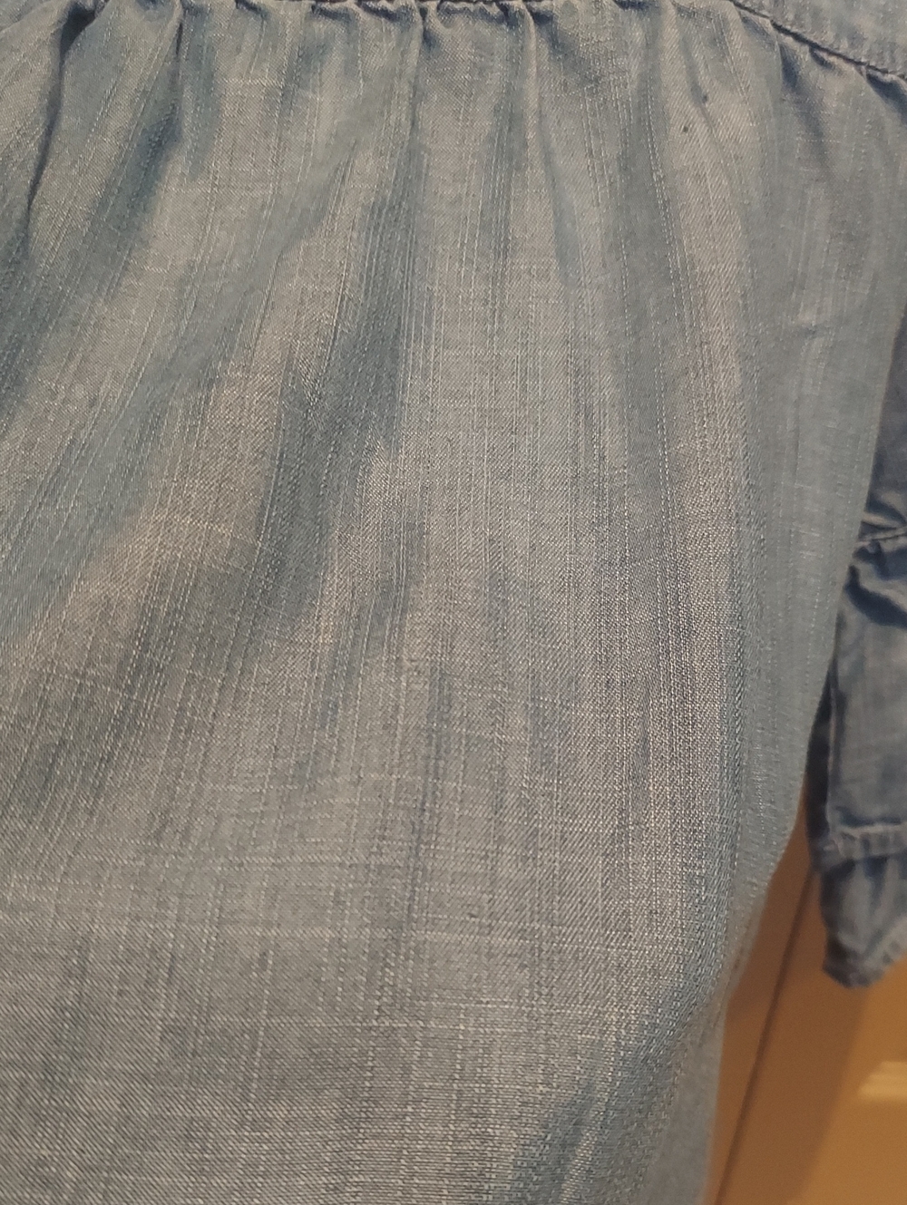 Denim Style Embroidered Ruffle Top - Picture 5 of 6